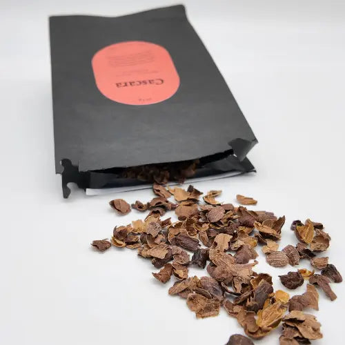 Cascara mit offener Verpackung